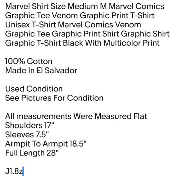 Marvel Shirt Size Medium M Marvel Comics Graphic Tee Venom Graphic Print T-Shirt - Picture 2 of 6